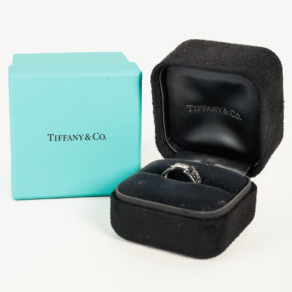 Tiffany & Co. Atlas 18K White Gold & Diamond Roman Time Ring